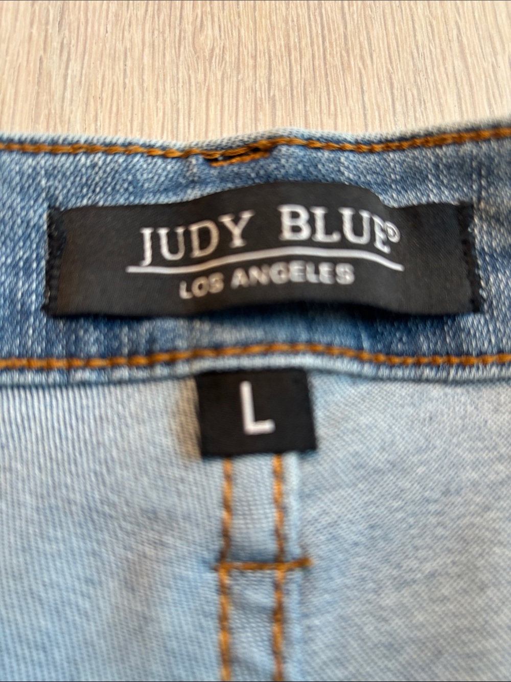 Judy Blue Light Blue Denim Shorts with Orange Topstitch - Picture 2 of 4